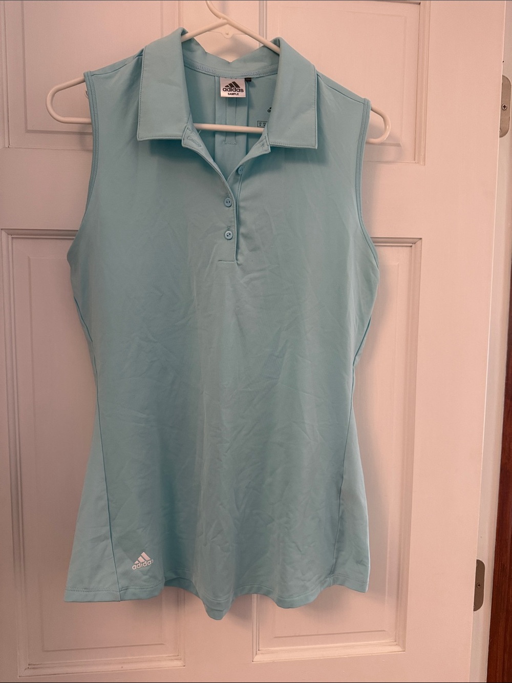 adidas Women's Sleeveless Polo Tank - Pale Blue